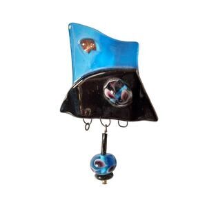 90's Vintage Abstract Glass Brooch Handmade Artisan